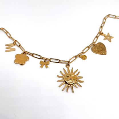 Golden Sun Charm Necklace