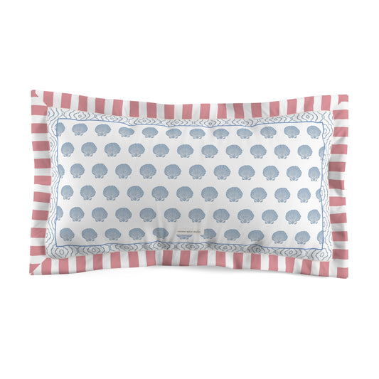 Coastal Blue and Pink Pillow Cover