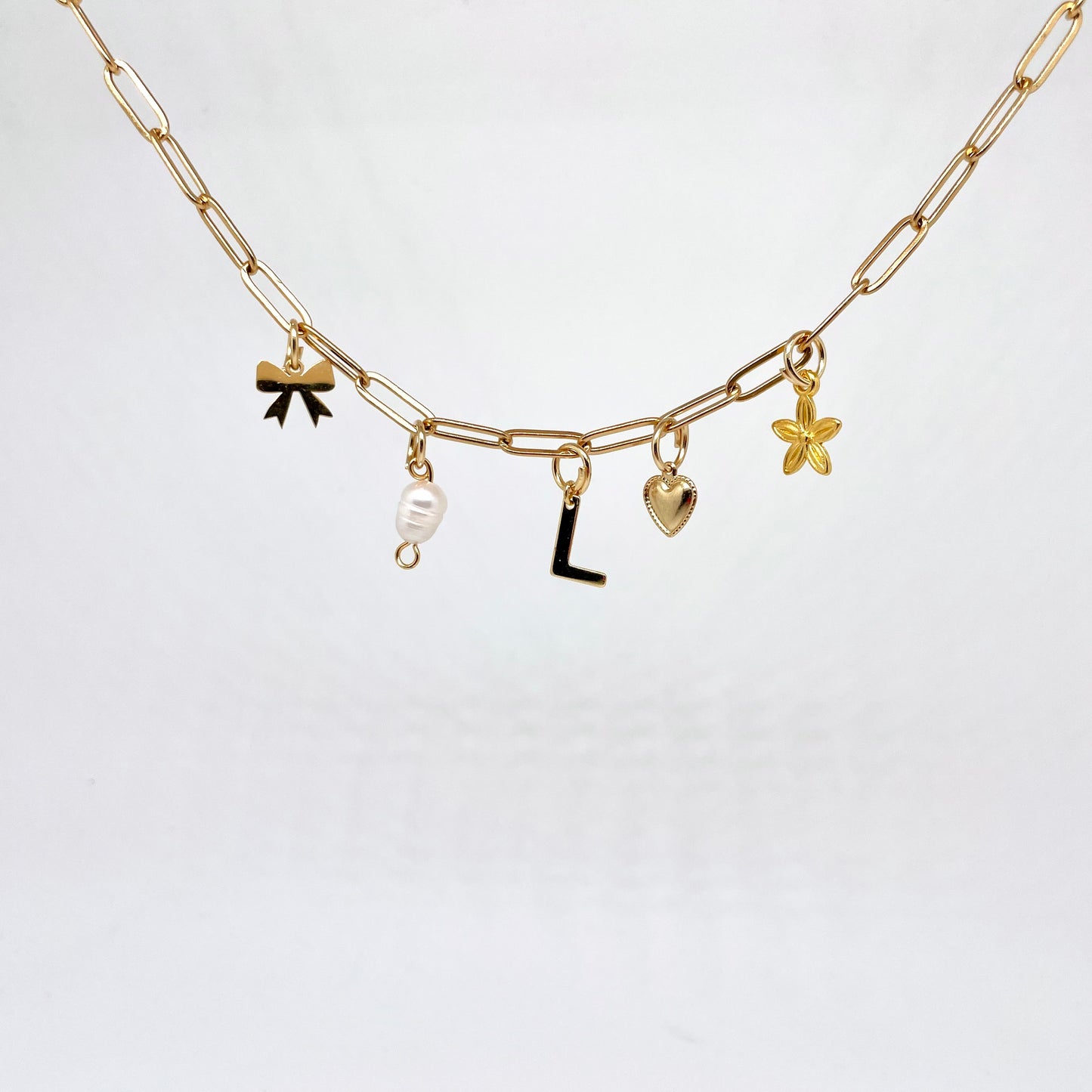 Pearl Gold Charm Necklace