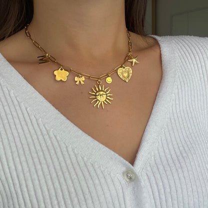 Golden Sun Charm Necklace