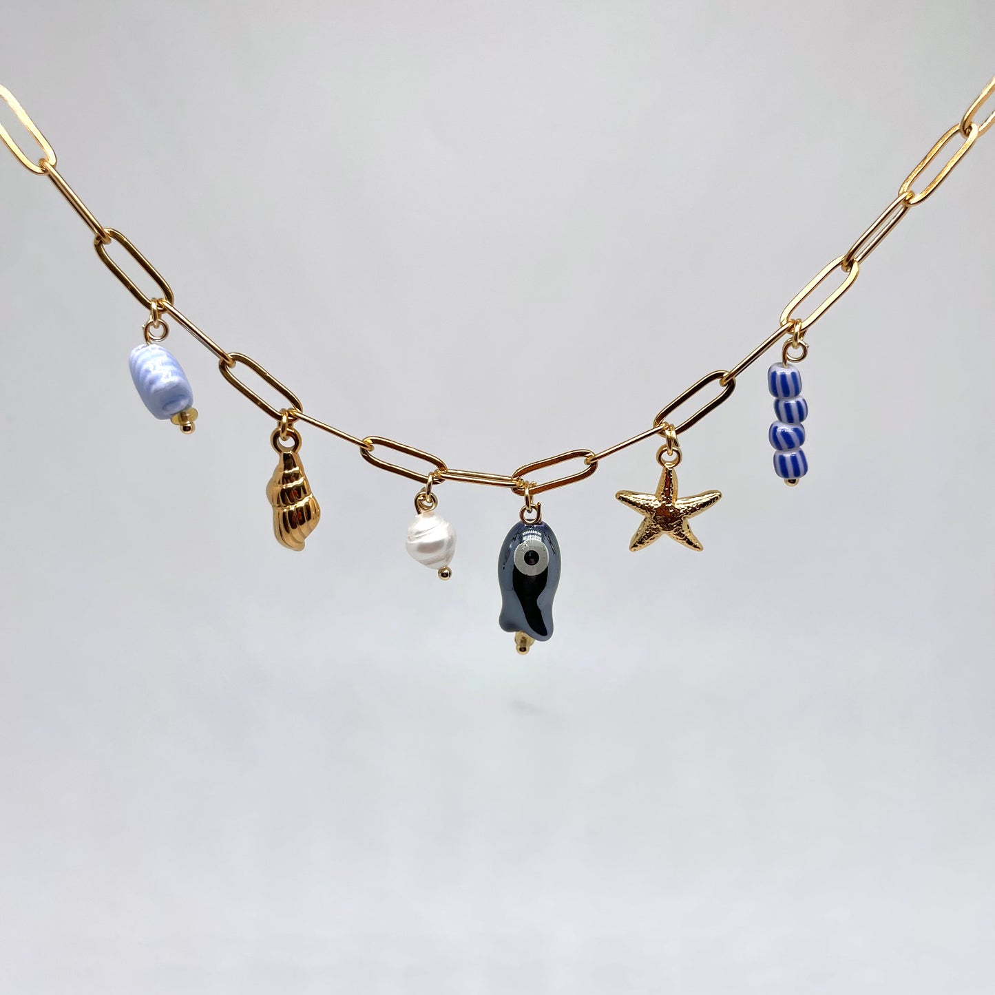 Blue Fish Charm Necklace